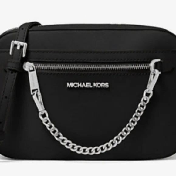 Michael Kors Jet Set Large Saffiano Leather Crossbody Bag. Black.